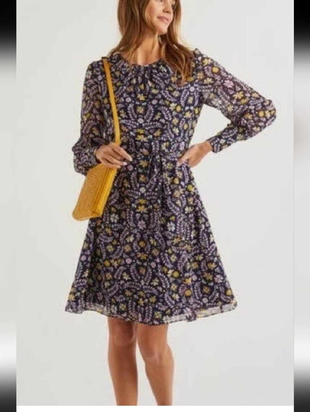 Boden Navy Dress Ditzy Florall Sz 2 Petite Bachetlorette Bridal Brunch Coquette